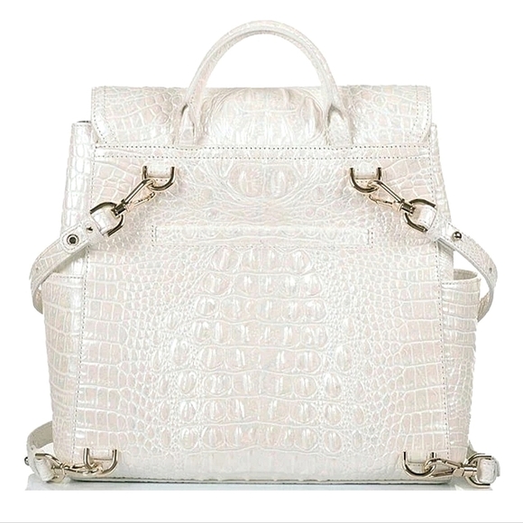 🌻 NWT BRAHMIN BACKPACK DESIGNER PURSE BAG RARE PEAL ITALIAN LEATHER EMBOSSED - Picture 3 of 14